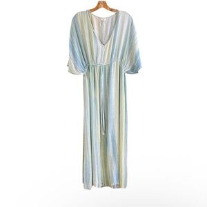 World Market Mira Floral Embroidered Kaftan Dress Hand Painted L/XL Indonesia